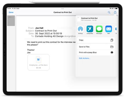 how do i print an email from my ipad